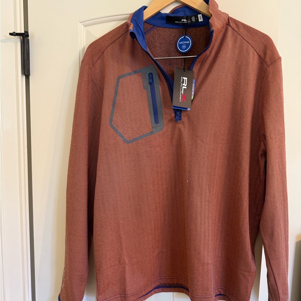 Ralph Lauren Brown Zip Up Sweater with Textured Knit